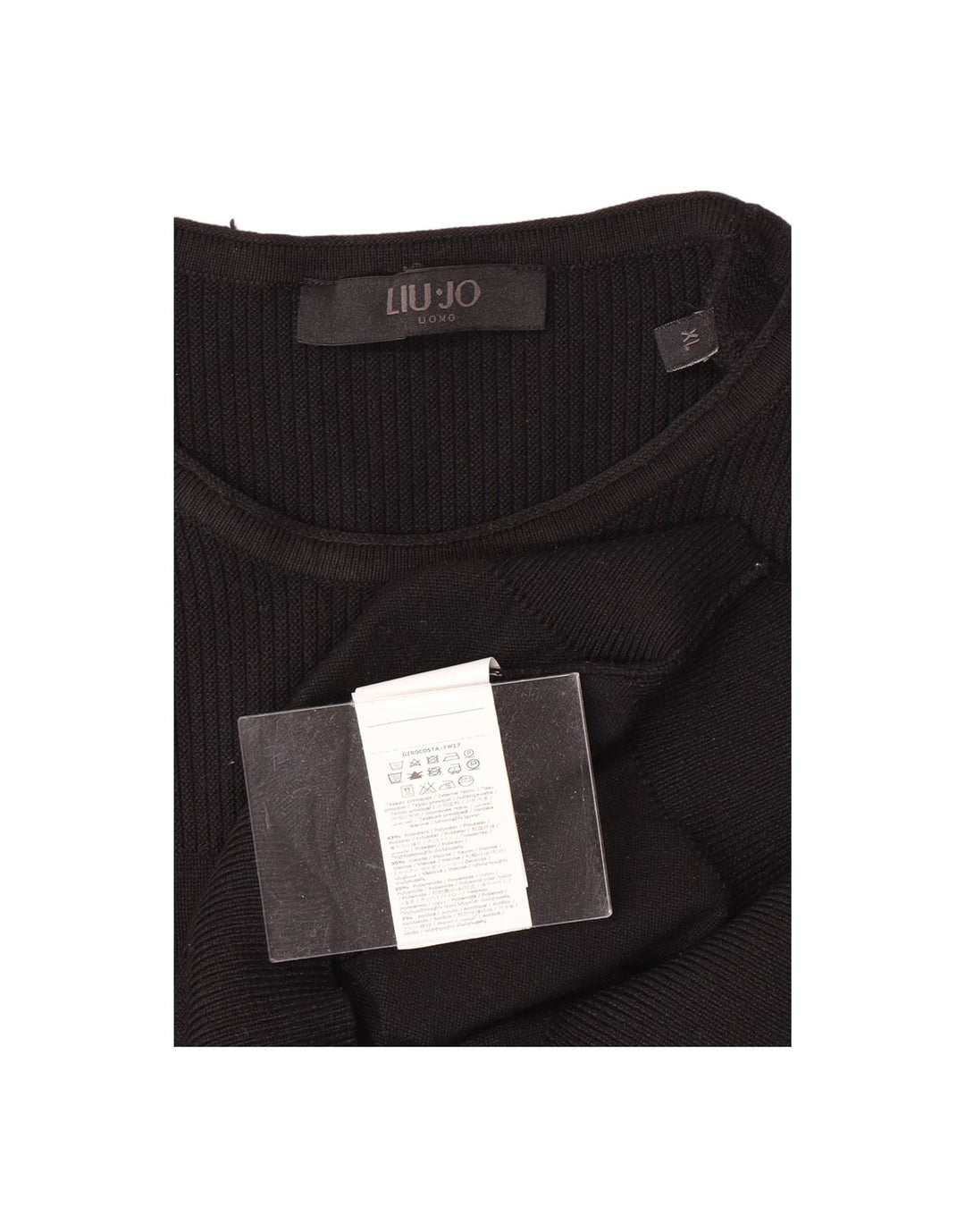 LIU JO Mens Crew Neck Jumper Sweater XL Black Polyester