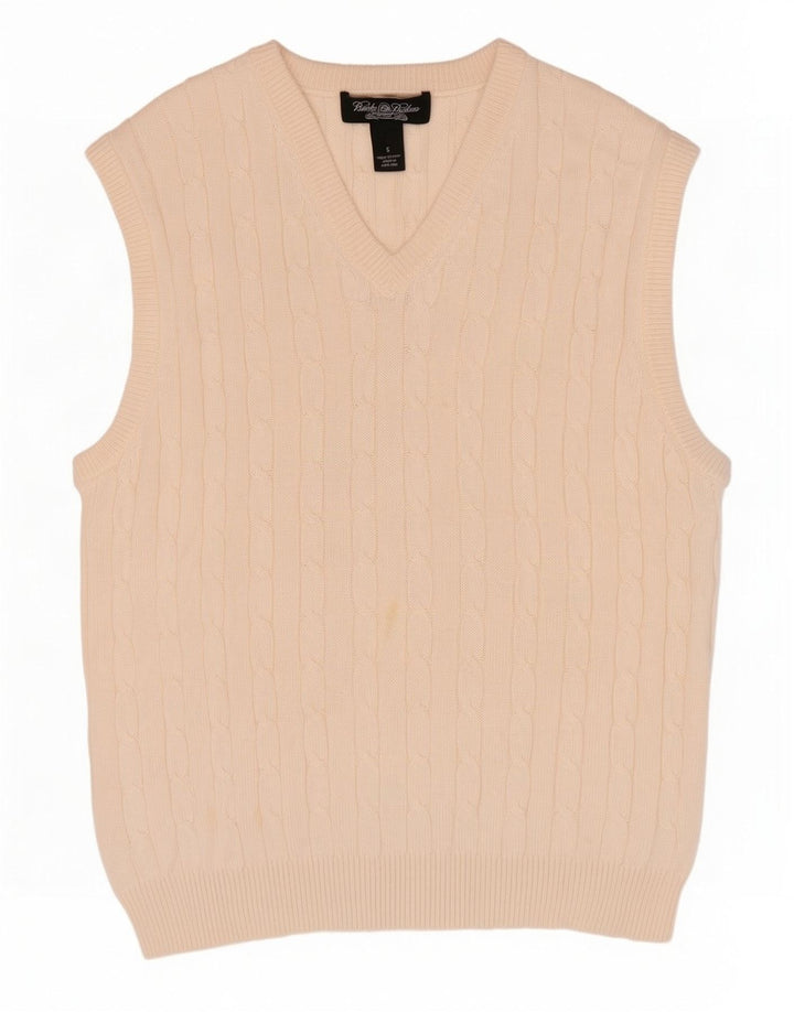 Brooks Brothers Camiseta sin mangas para hombre, talla pequeña, algodón blanco roto