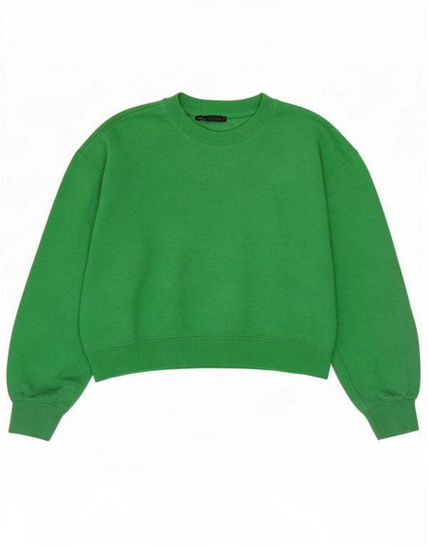 Zara Mujer Crop Oversize Sudadera Jumper UK 10 Small Verde Poliéster