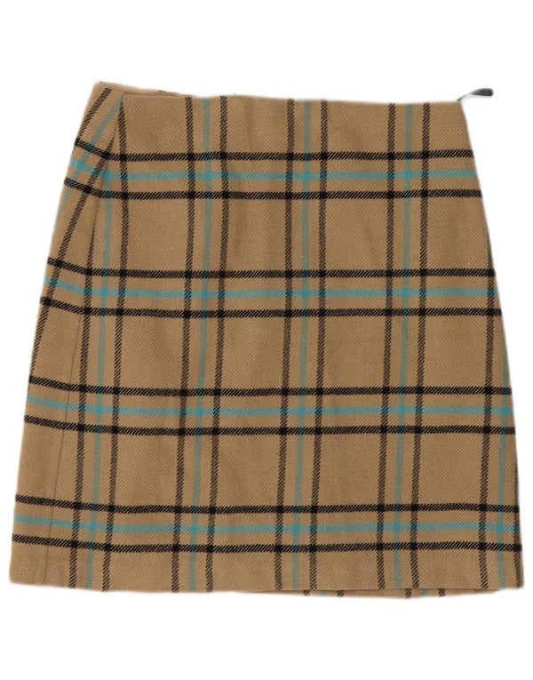 Marks & Spencer Falda acampanada para mujer UK 12 Medium W32 Acrílico a cuadros beige