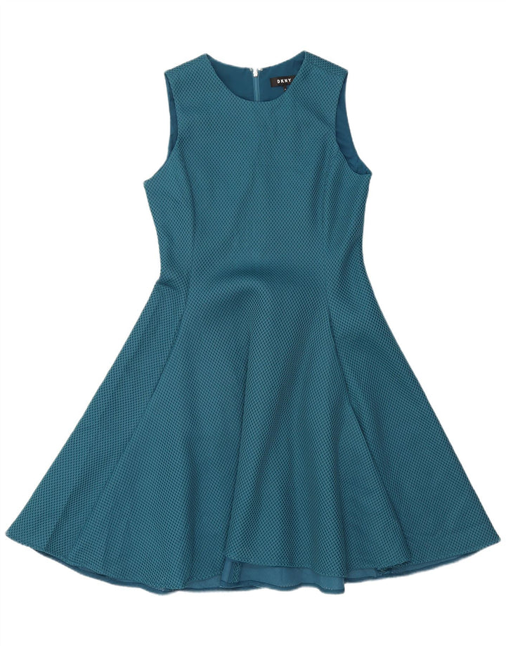 DKNY Vestido sin mangas para mujer, talla 10, poliéster geométrico azul grande