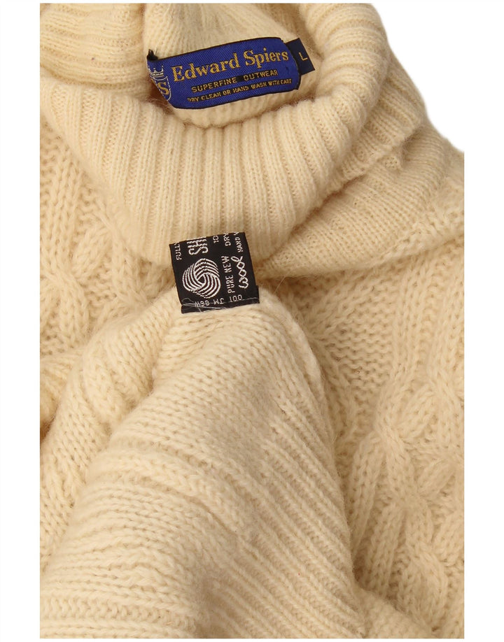 Edward Spires - Jersey con cuello vuelto para hombre, talla grande, lana beige