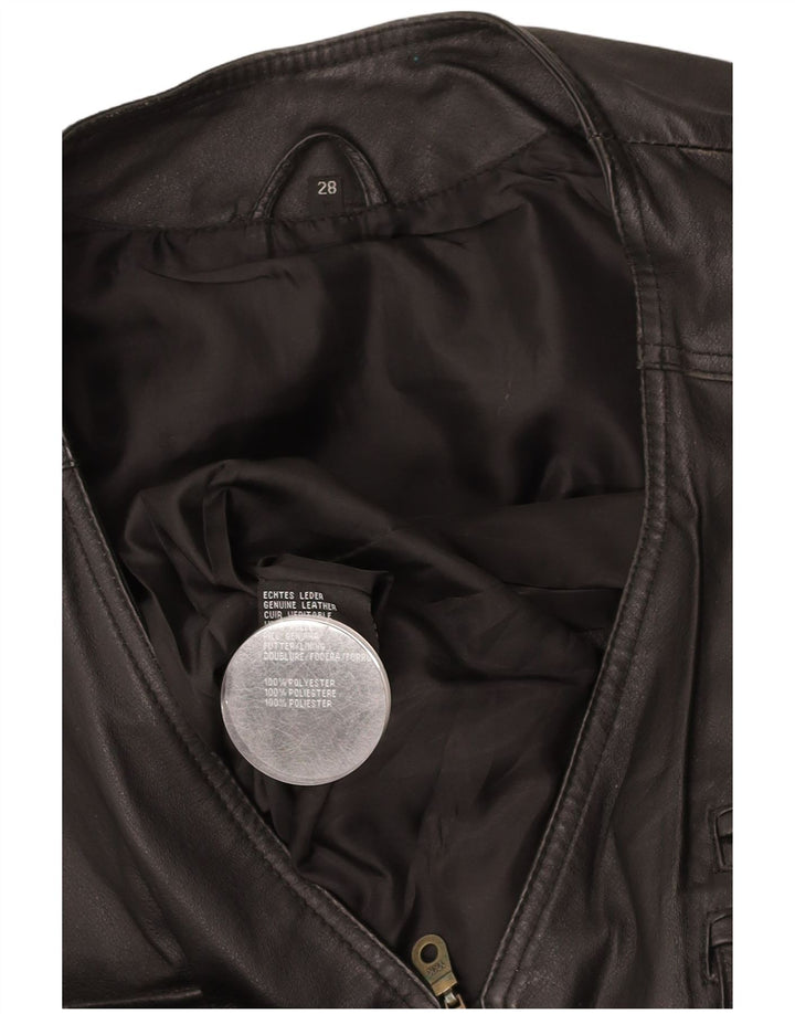 VINTAGE Chaleco de cuero para hombre Reino Unido 42 XL Cuero negro