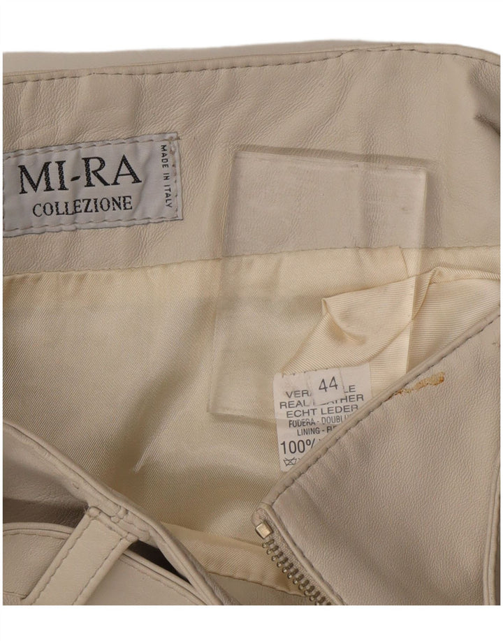 VINTAGE Falda de cuero para mujer IT 44 Medio W28 Cuero gris