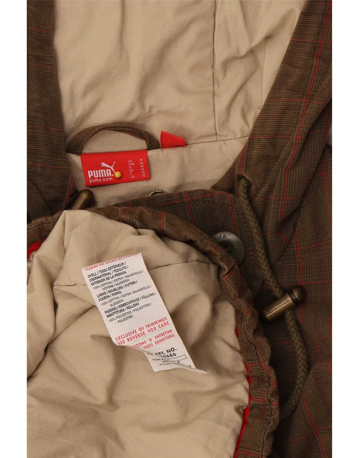 Puma Parka con capucha para mujer, talla 40, algodón a cuadros marrón medio