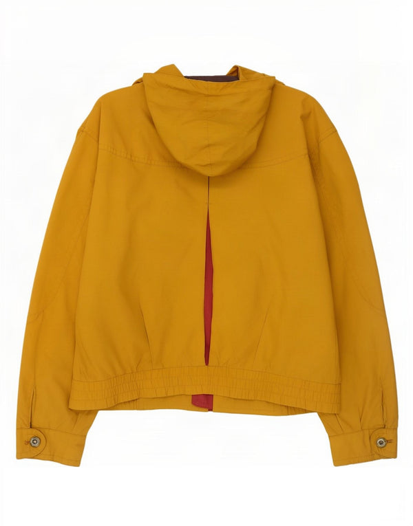 Vintage hombres con capucha chaqueta utilitaria IT 50 poliéster amarillo grande