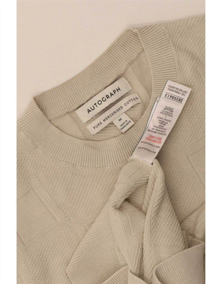 Autograph Jersey de Manga Corta con Cuello Redondo para Hombre de algodón Beige Medio