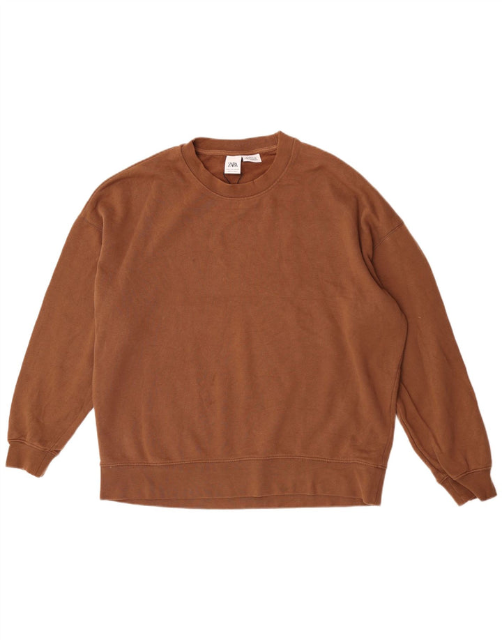 Zara Hombre Sudadera Oversize Jumper Large Algodón Marrón