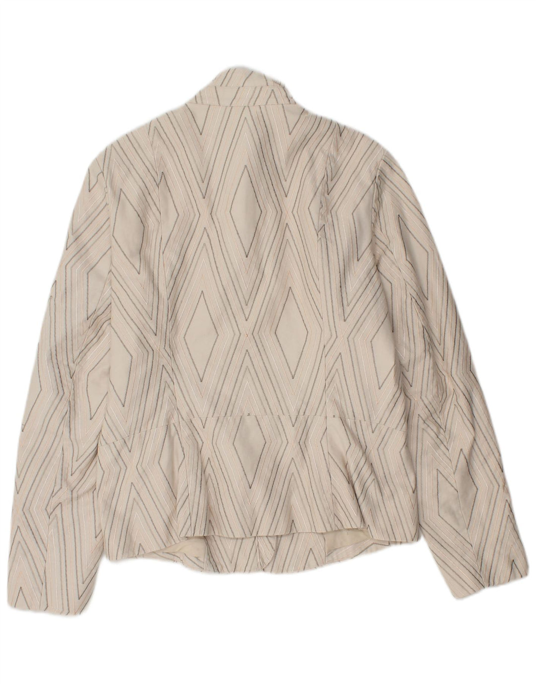 REISS Womens Bomber Jacket UK 14 Medium White Argyle/Diamond Cotton