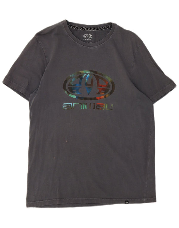 Camiseta con gráfico Animal para hombre Top de algodón gris medio