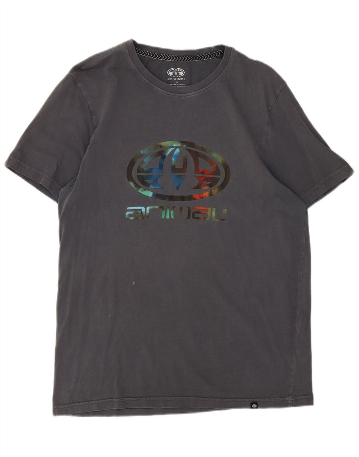 Camiseta con gráfico Animal para hombre Top de algodón gris medio