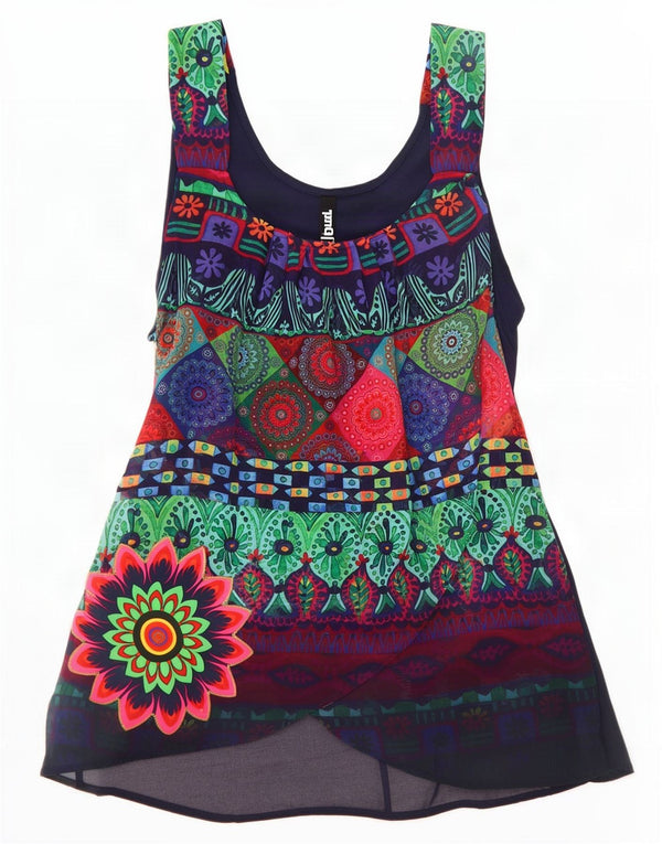 Desigual Blusa gráfica para mujer Top UK 8 Small Multicolor Floral