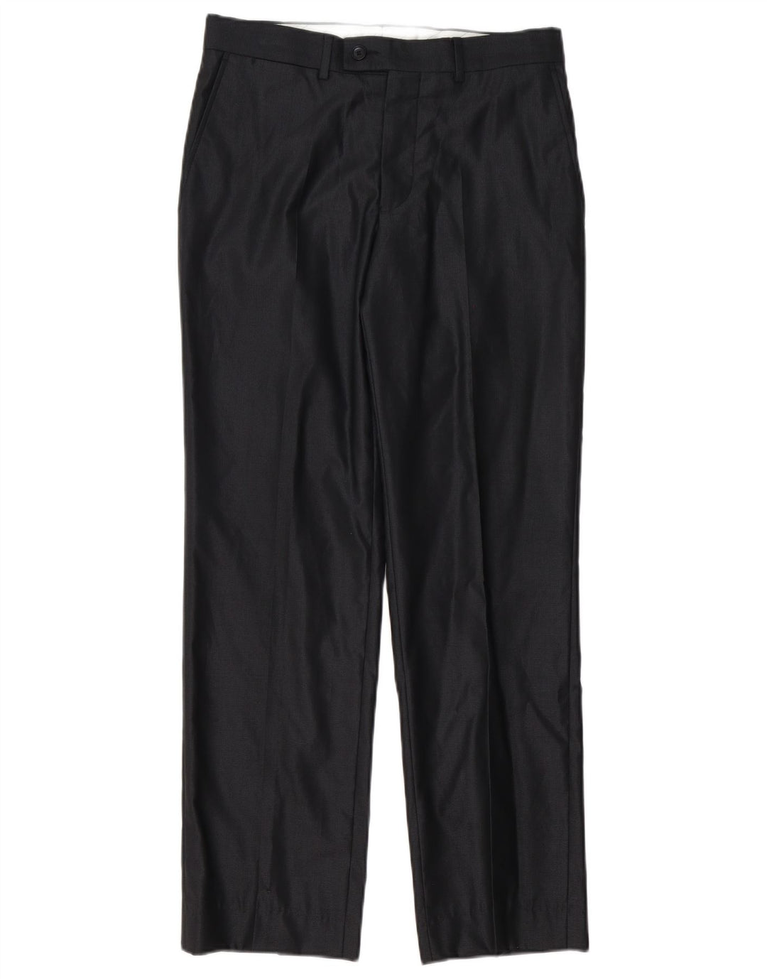 Zara Pantalón de traje recto para hombre EU 38 Small W30 L30 Poliéster negro