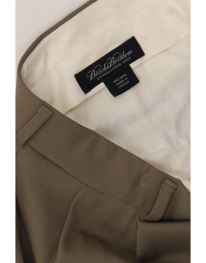 BROOKS BROTHERS Pantalón de traje con pinzas para hombre W36 L29 Lana beige