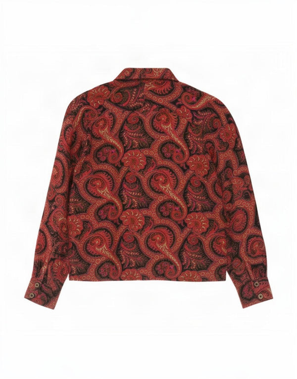 Vintage mujer camisa blusa Reino Unido 18 XL rojo Paisley Viscosa