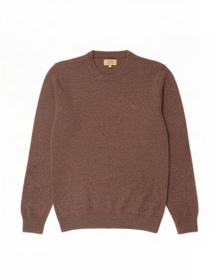 Magee Jersey De Cuello Redondo Para Hombre De Cachemira Moteada Marrón Medio