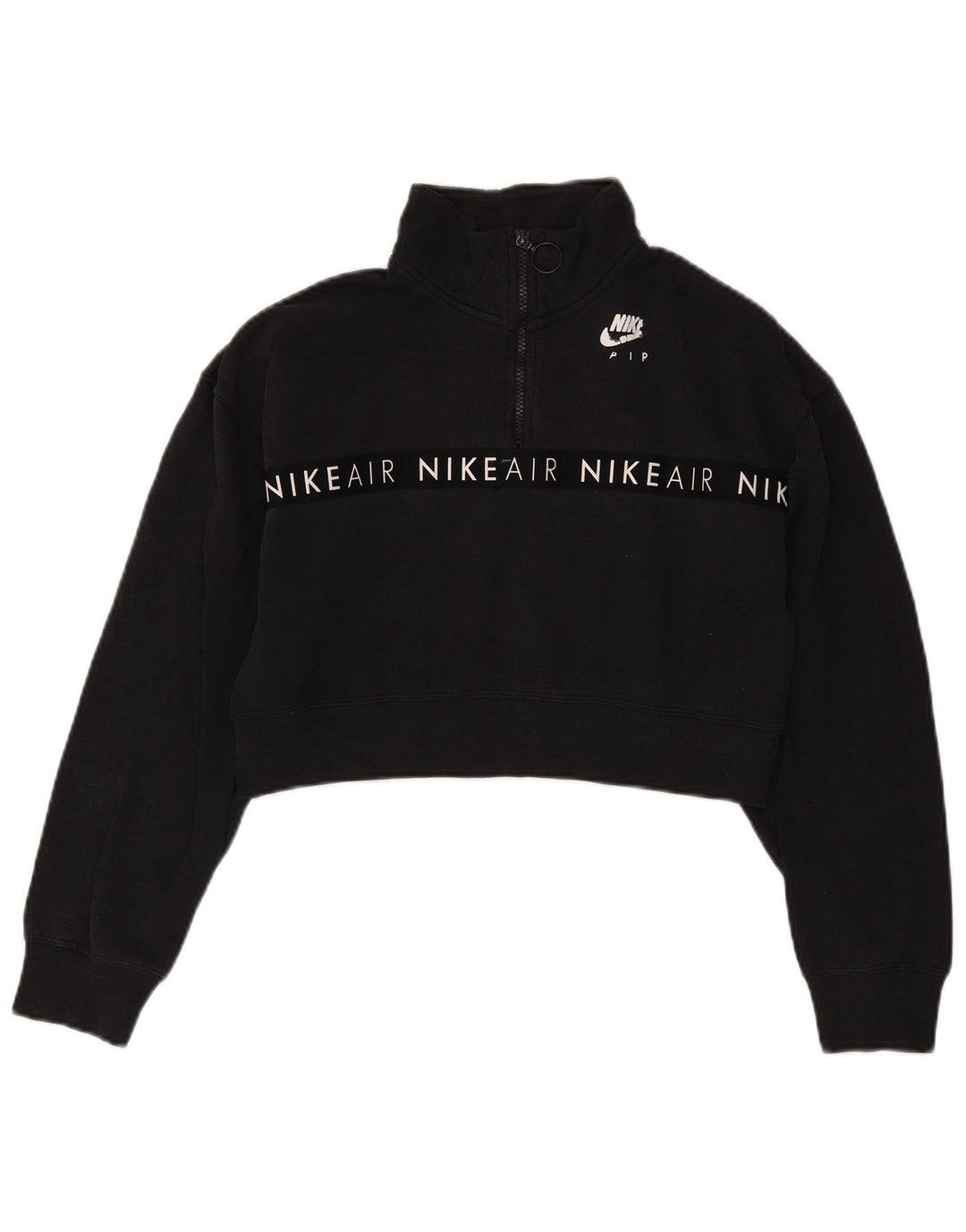 Nike Mujer Oversize Graphic Crop Sudadera Jumper UK 10 Small Negro