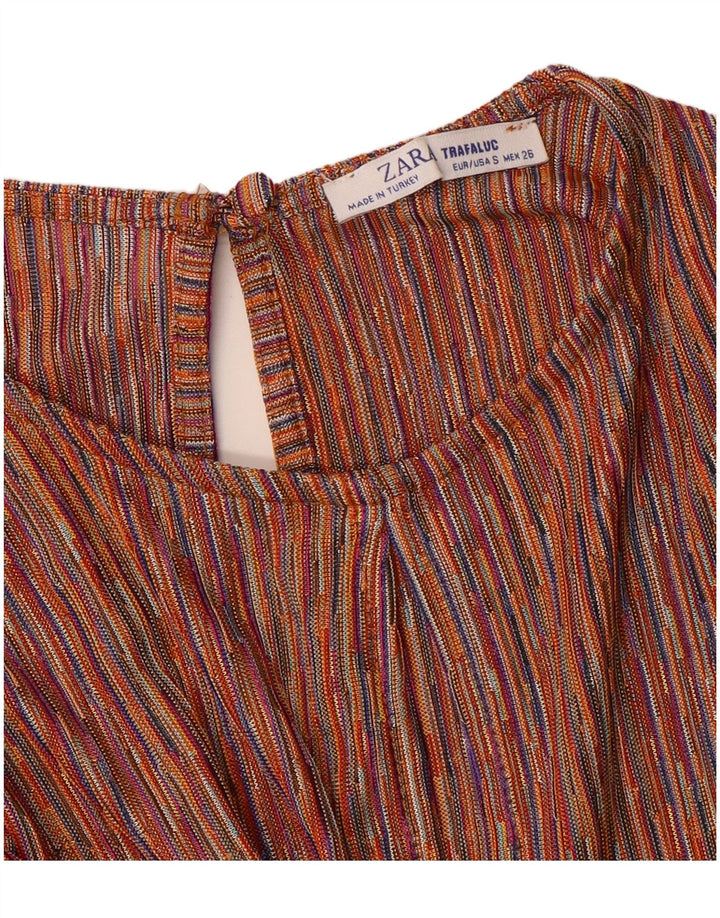 Zara Mono corto con lazo frontal para mujer, talla 40, talla pequeña, multicolor, a rayas