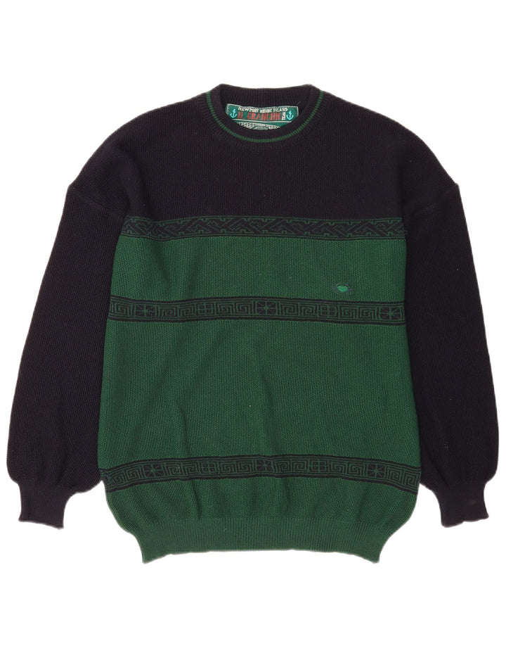 Il Granchio Hombre Jersey Con Cuello Redondo Color Block Verde Medio