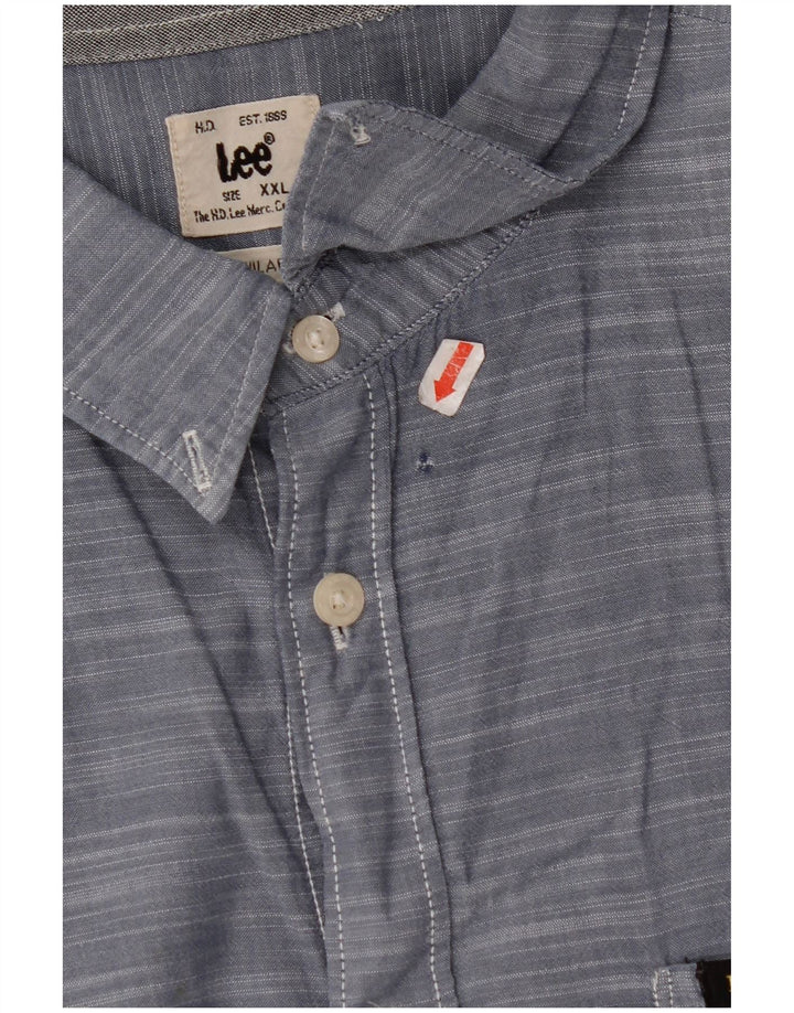 LEE Camisa de Manga Corta Regular Fit para Hombre 2XL Algodón Azul