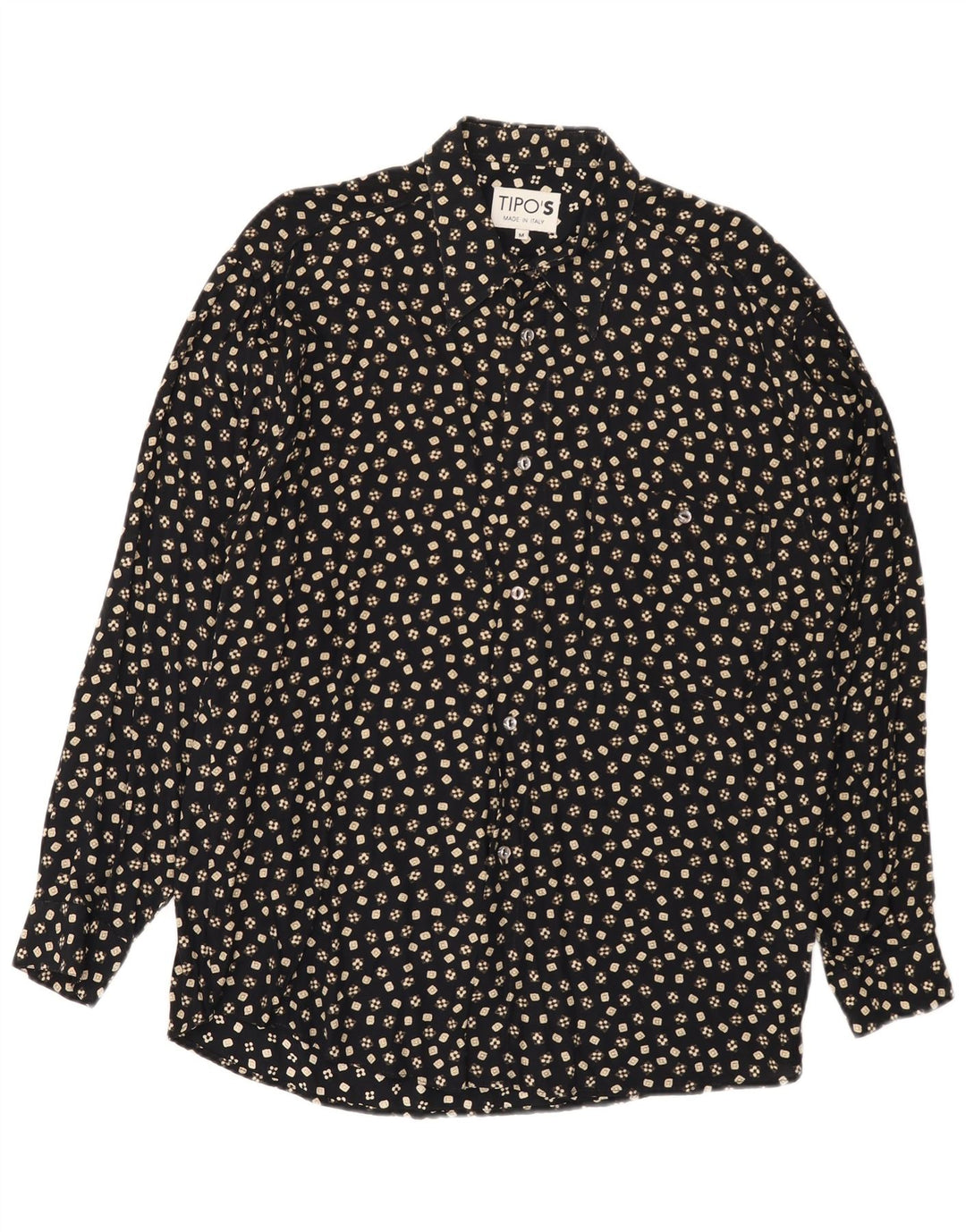 Camisa Tipo' S Hombre Mediana Viscosa Floral Negra