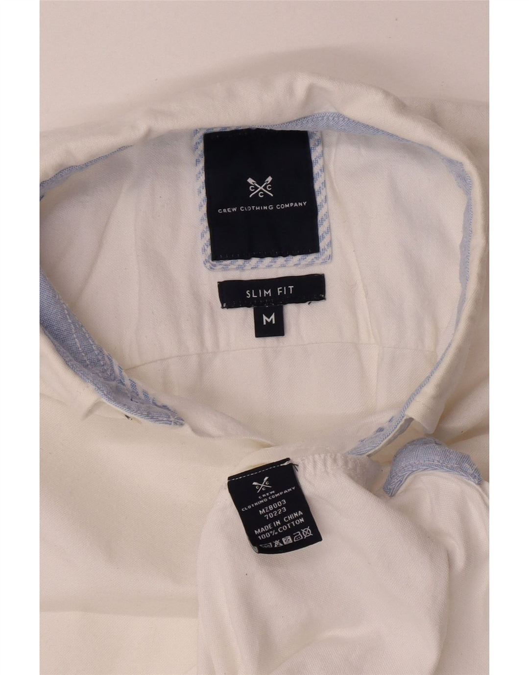 Crew Clothing Camisa ajustada para hombre Algodón blanco mediano