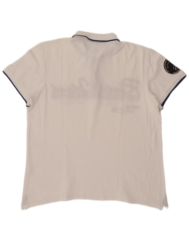 Rhode Island Polo gráfico para hombre de algodón blanco grande