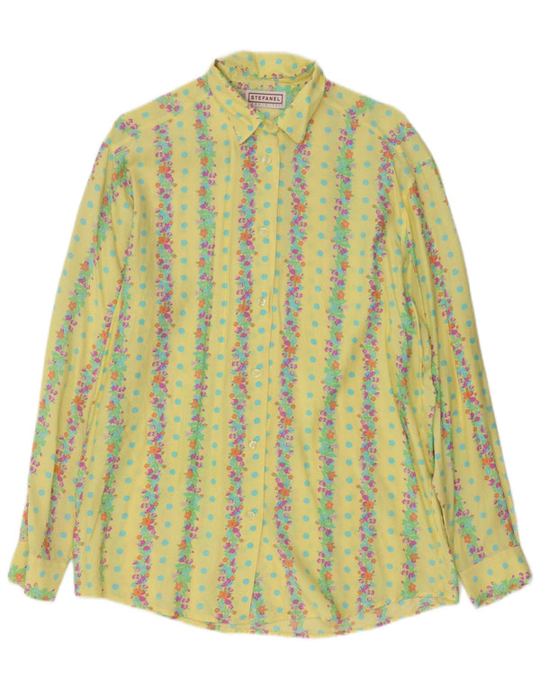Stefanel Camisa para mujer UK 46 Rayón floral amarillo grande