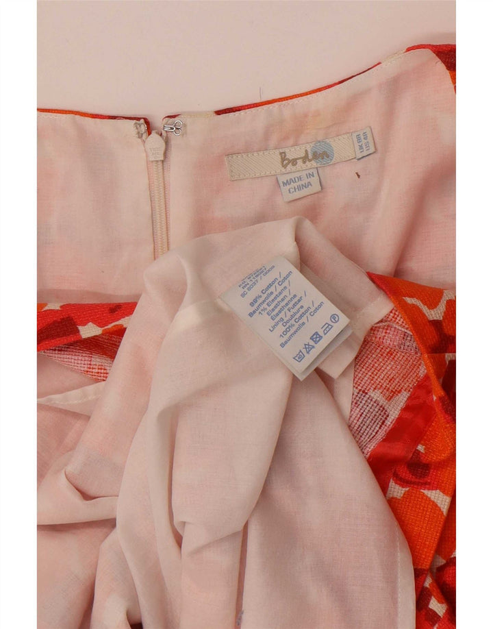 Boden Vestido Básico Mujer UK 8 Pequeño Algodón Floral Naranja