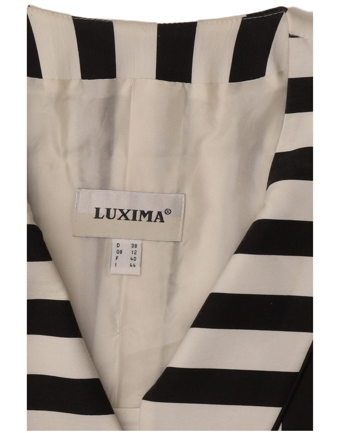 Vintage mujer 5 botones Blazer chaqueta Reino Unido 12 algodón a rayas negro medio