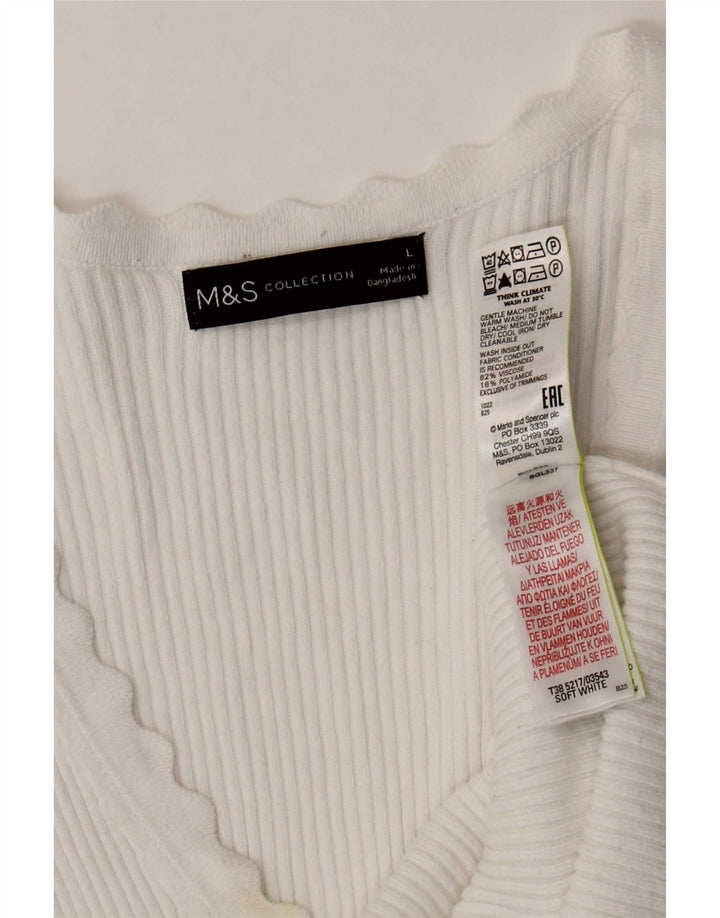 Marks & Spencer Camiseta para mujer Top UK 44 Large Viscosa blanca