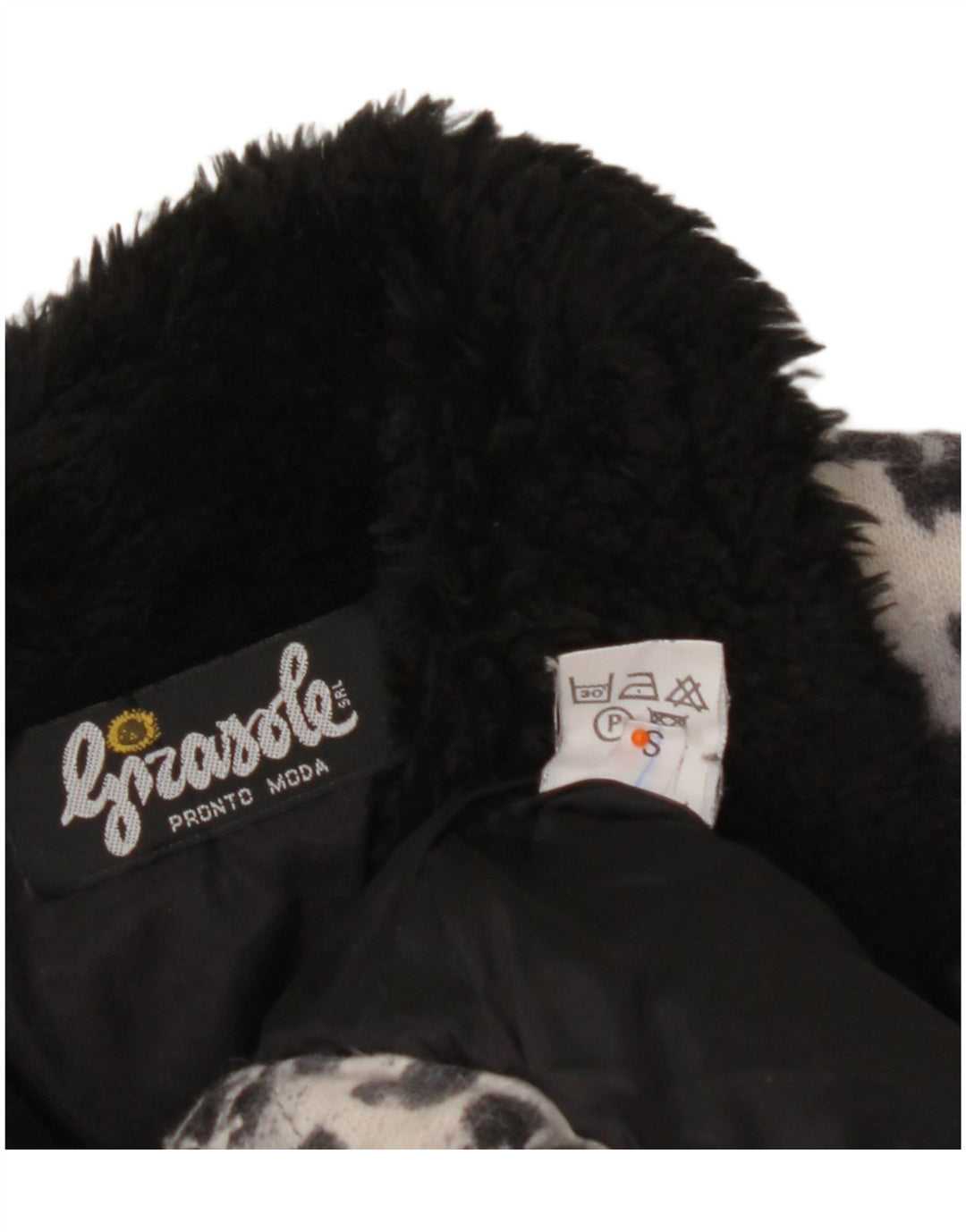 VINTAGE Mujer Crop Oversize Bomber Chaqueta Reino Unido 10 Pequeño Gris Animal Print