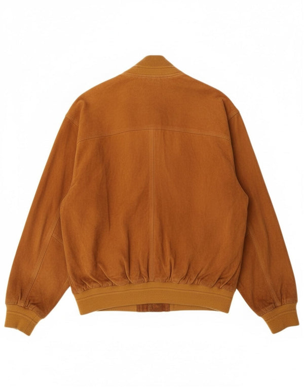 Vintage hombres ante bomber chaqueta IT 50 cuero beige grande