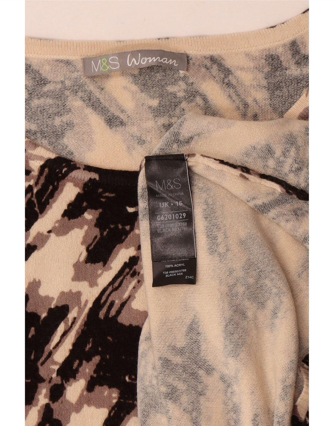 Marks & Spencer Vestido tipo jersey para mujer Reino Unido 46 Grande Pata de gallo negra
