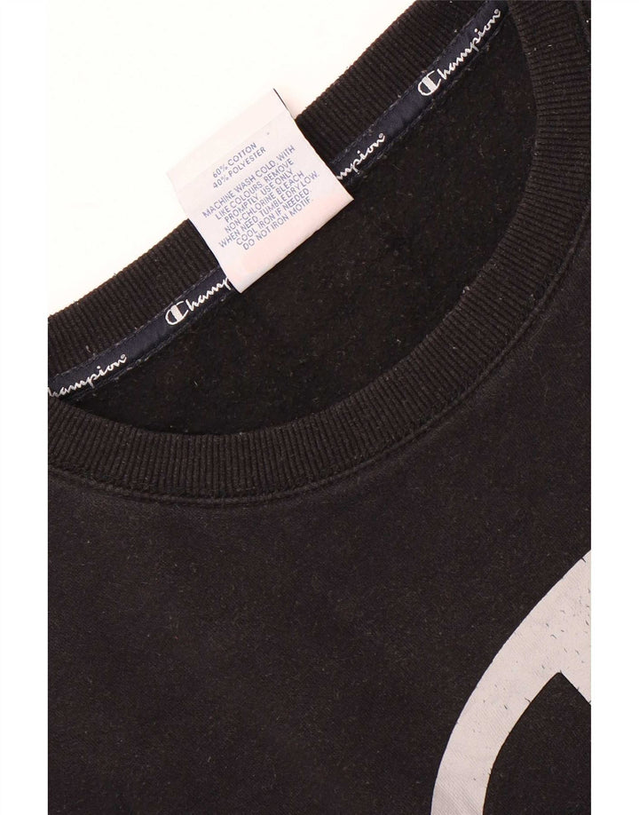 Champion Sudadera Con Estampado Gráfico Jumper De Algodón Negro Mediano