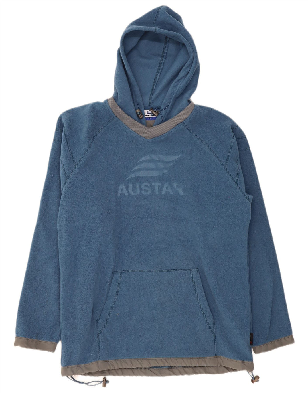 VINTAGE hombres polar gráfico sudadera con capucha jersey grande poliéster azul