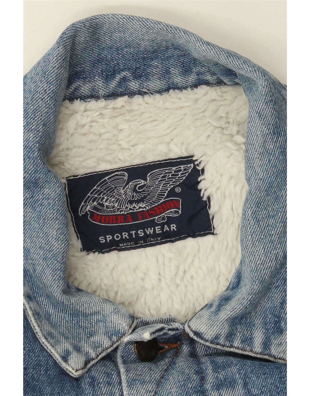 Vintage hombres denim Sherpa chaqueta Reino Unido 40 azul grande