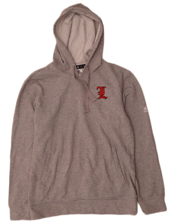 Adidas Hombre Louisville Cardinals Sudadera con capucha Jersey Gris Medio Algodón