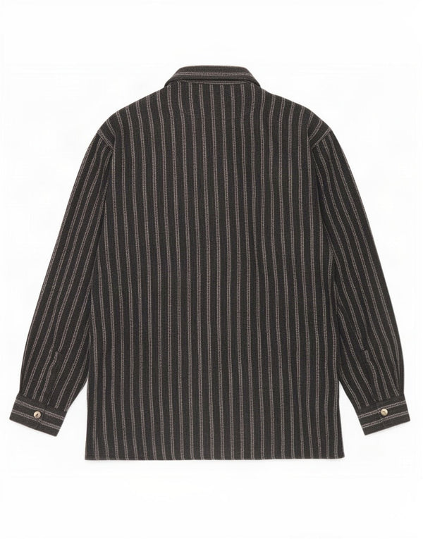 Tipo' S Camisa con cremallera completa para hombre XL Algodón a rayas gris