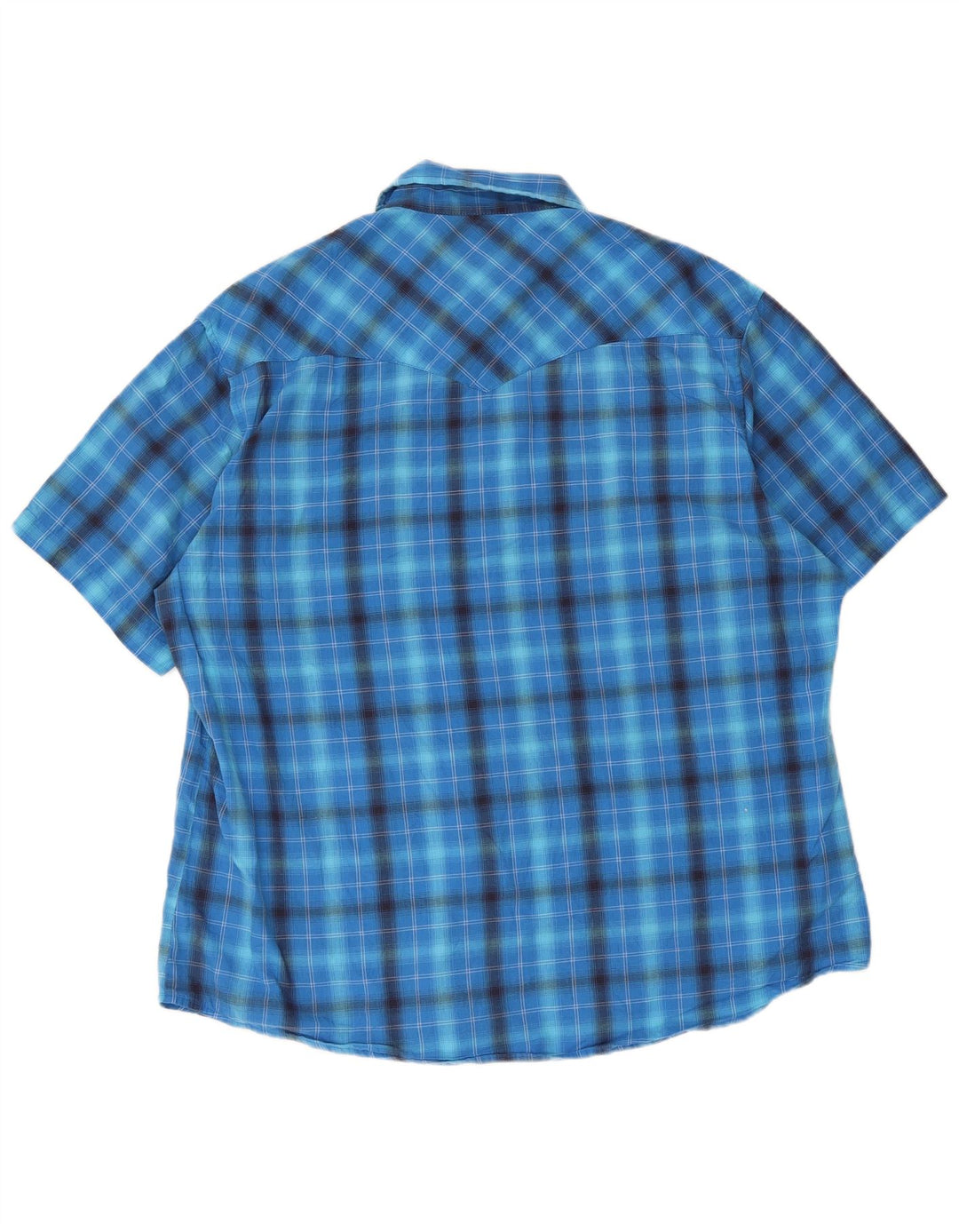 Wrangler Camisa de manga corta para hombre con cuadros azules grandes