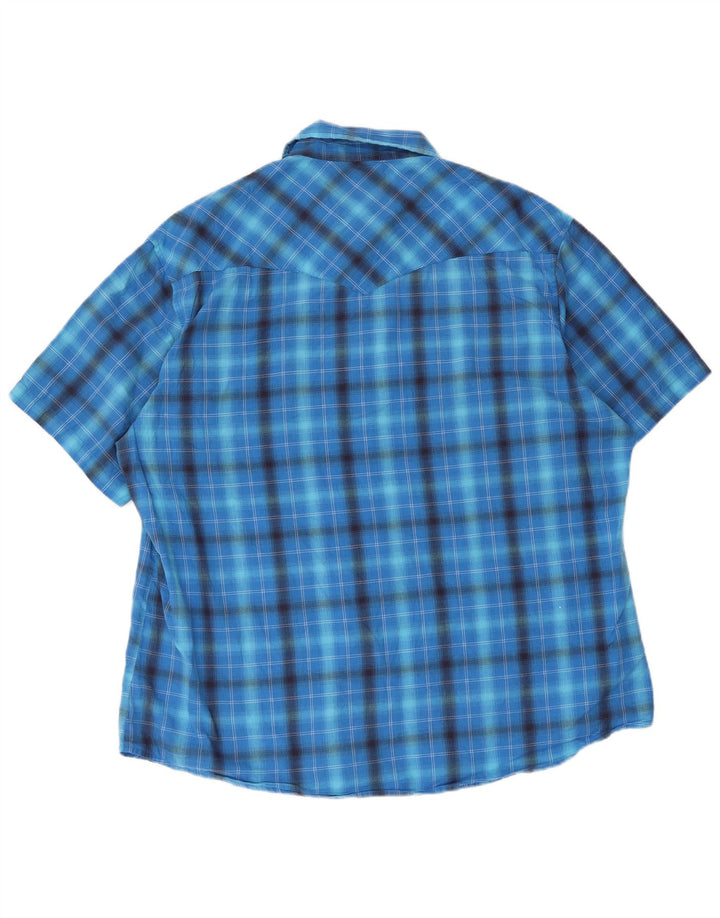 Wrangler Camisa de manga corta para hombre con cuadros azules grandes
