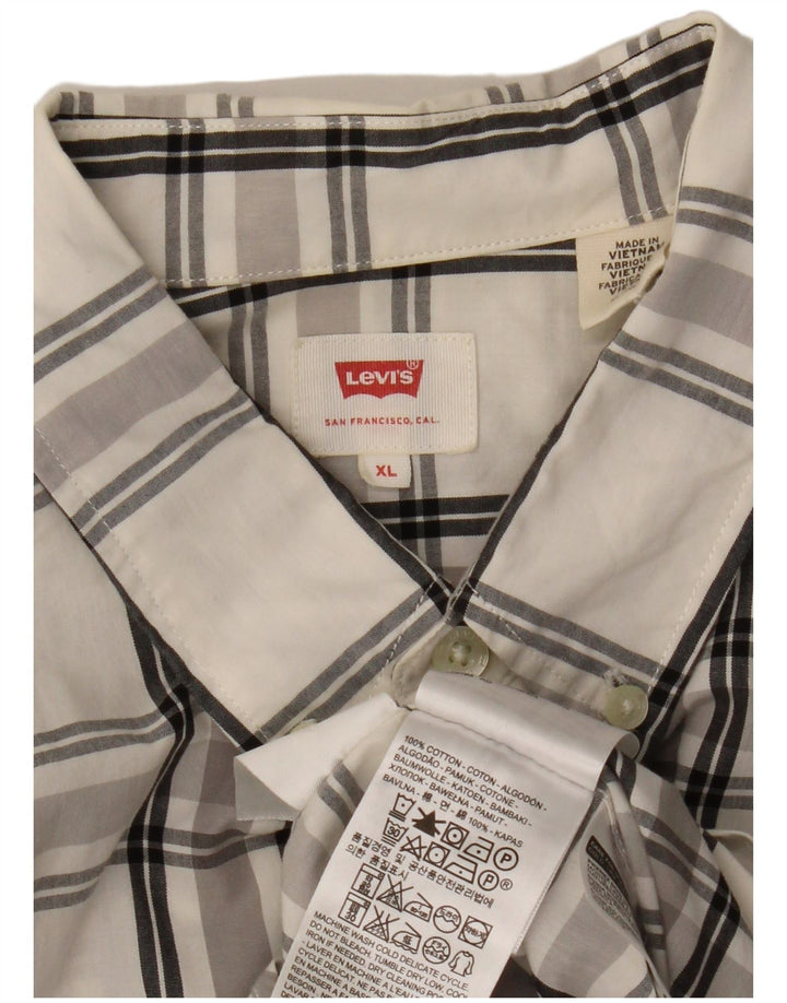LEVI'S Camisa Hombre XL Gris Cuadros Algodón