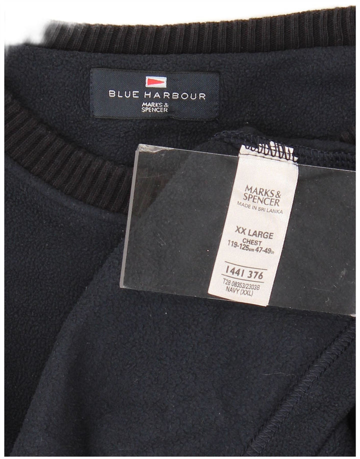 Marks & Spencer Jersey de forro polar azul Harbor para hombre 2XL Poliéster azul marino