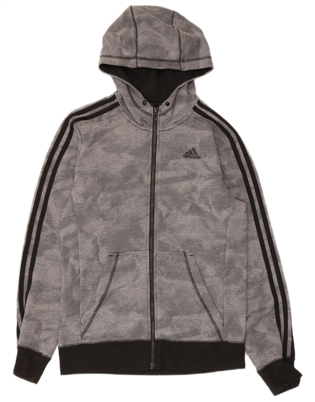 Adidas Mens Climalite Zip Sudadera con capucha suéter pequeño gris manchado poliéster