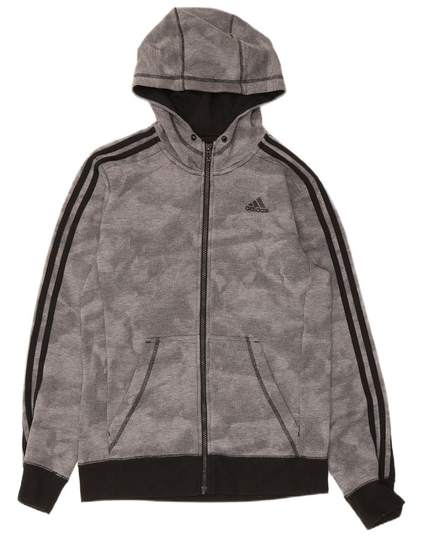 Adidas Mens Climalite Zip Sudadera con capucha suéter pequeño gris manchado poliéster