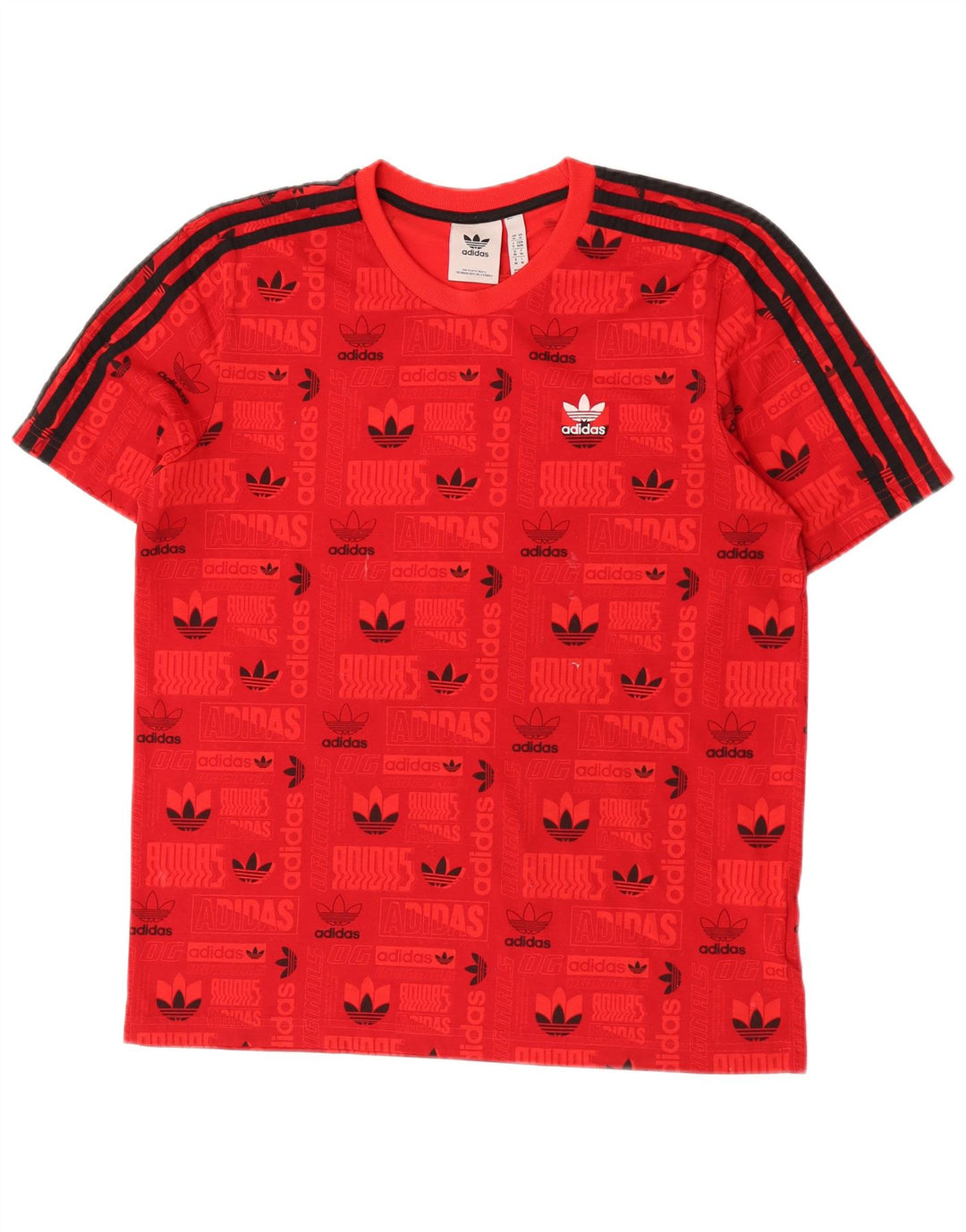 Adidas Hombre Regular Graphic Camiseta Top Medio Rojo Poliéster