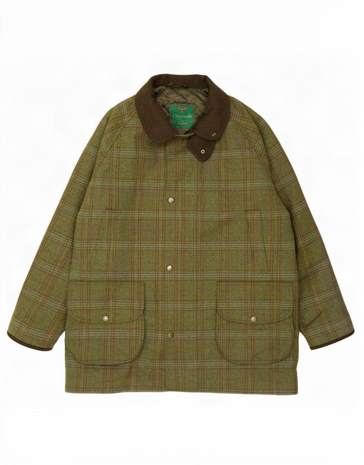 Chrysalis Chaqueta utilitaria para hombre UK 44 2XL Lana a cuadros caqui