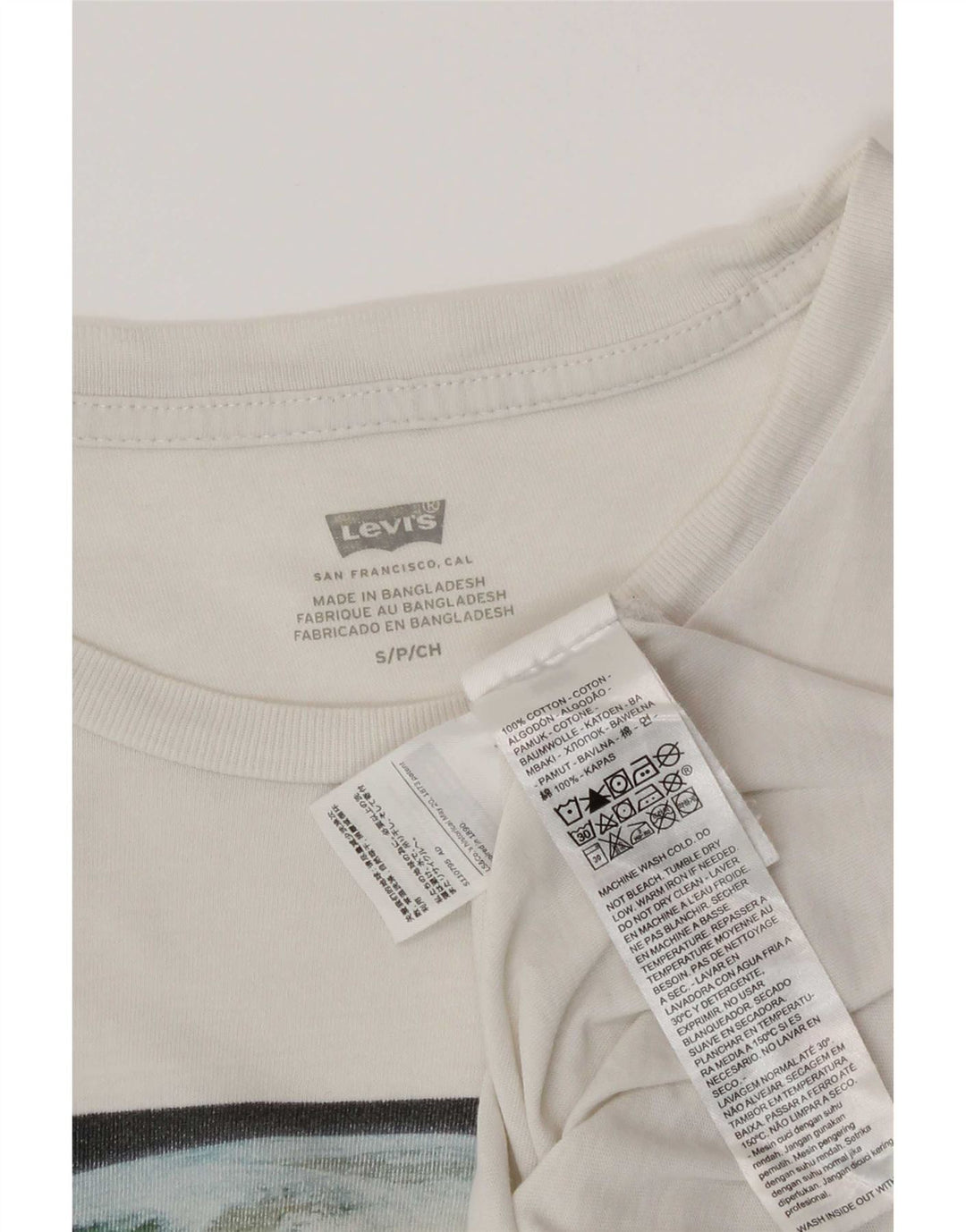 Levi's Camiseta gráfica para hombre Top Small White Cotton