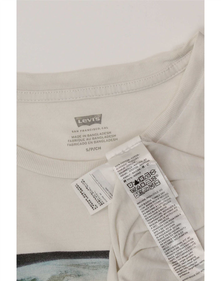 Levi's Camiseta gráfica para hombre Top Small White Cotton