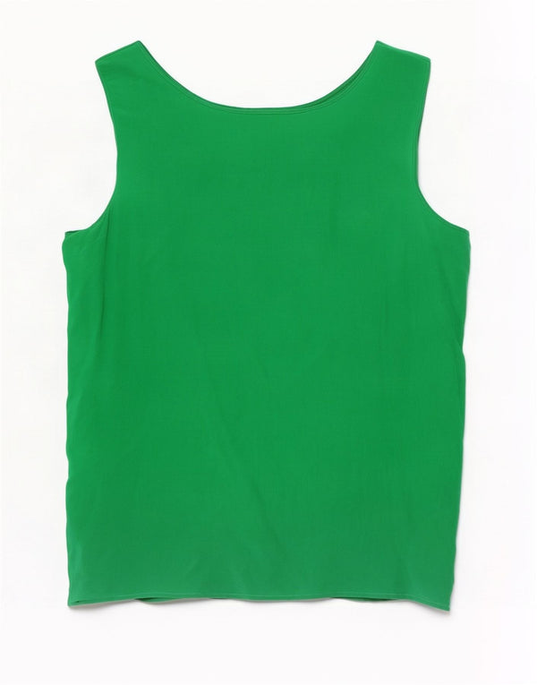 Vintage mujer blusa sin mangas Top Reino Unido 16 seda verde grande